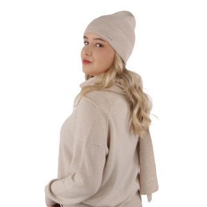 Dámský jarní/zimní set: čepice a šála černý 100% extra fine merino vlna Melpomena