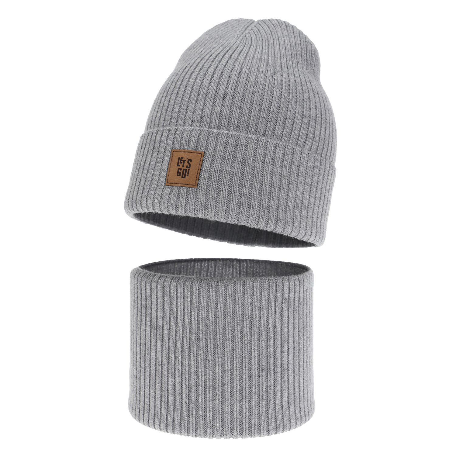 Chlapčenská čiapka a komín, jesenný/, jarný set šedý 100% vlna merino Vanto