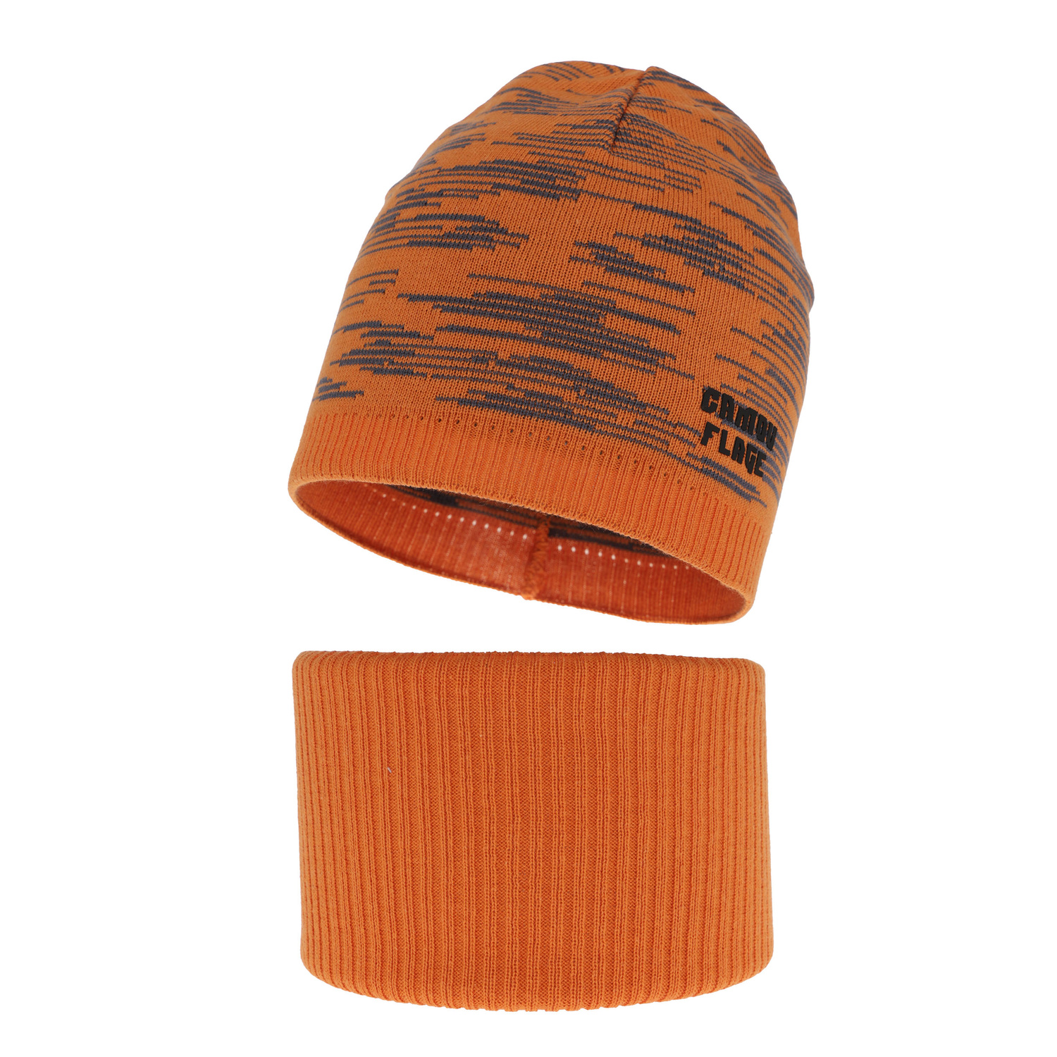 Jesenný/jarný chlapčenský set: čiapka a tunel, s bavlnou, oranžový Carter