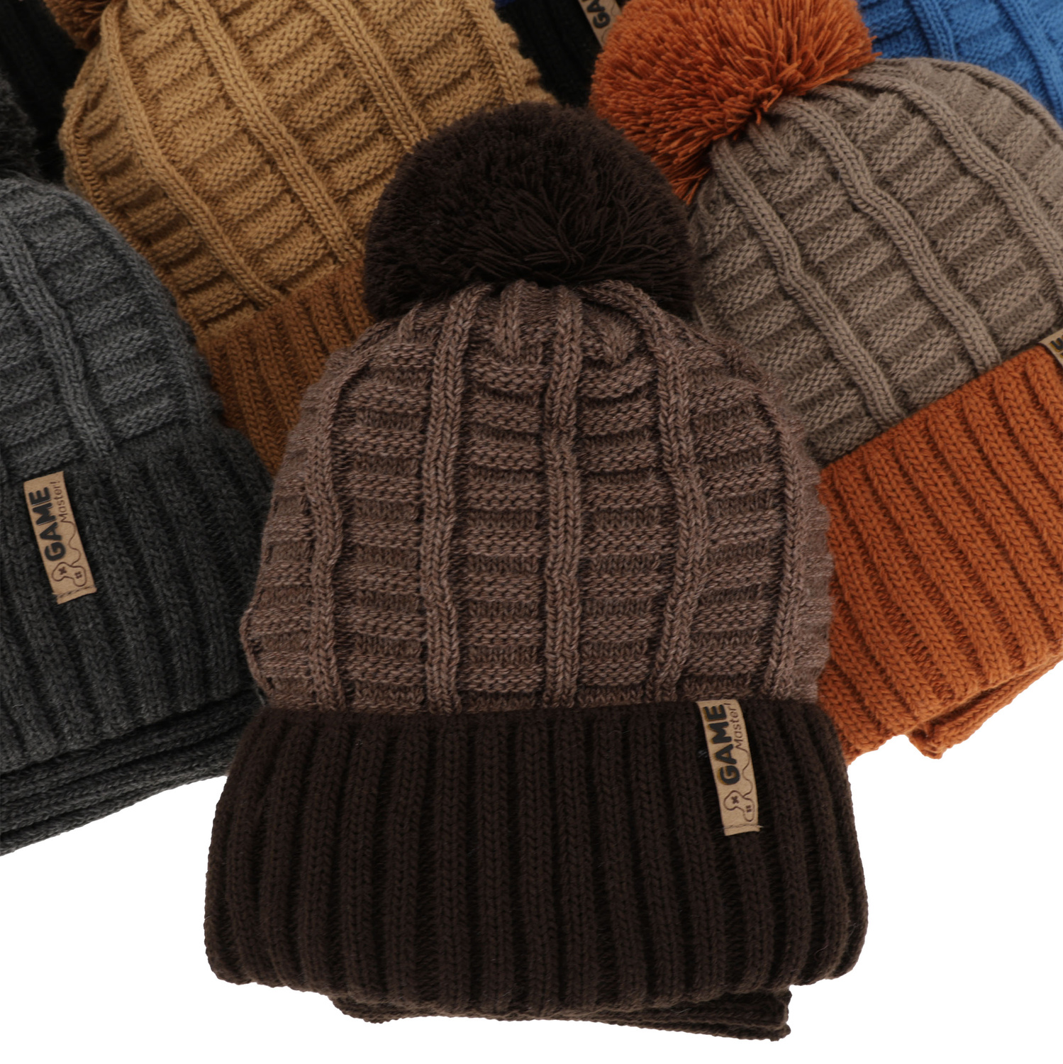 Komplet zimný chlapčenský: čiapka a tunel šedý s bambuľou Leo