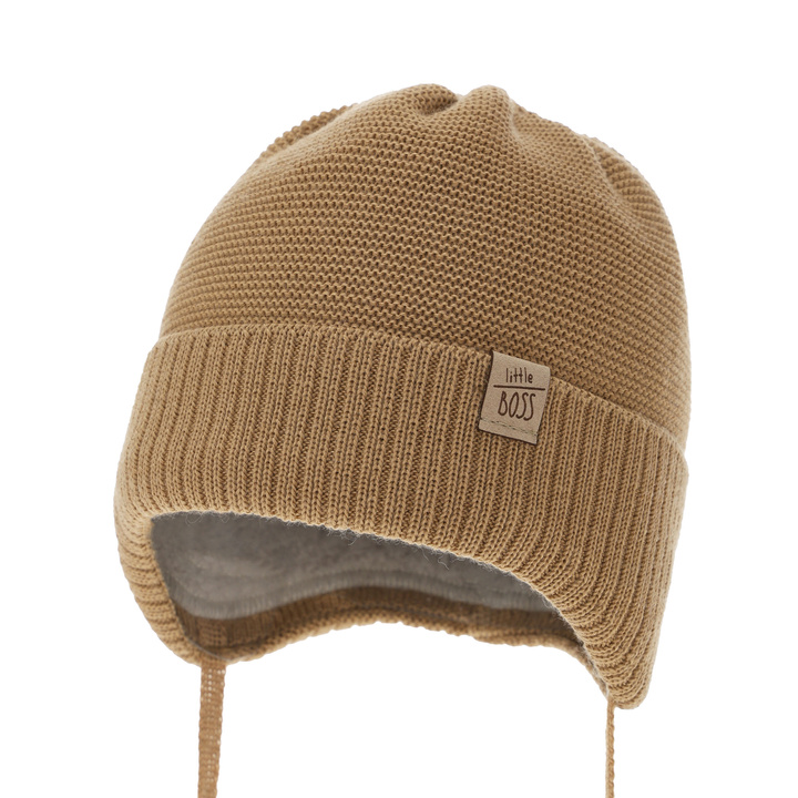 Chlapecká zimná čiapka camel s merino vlnou Darsi