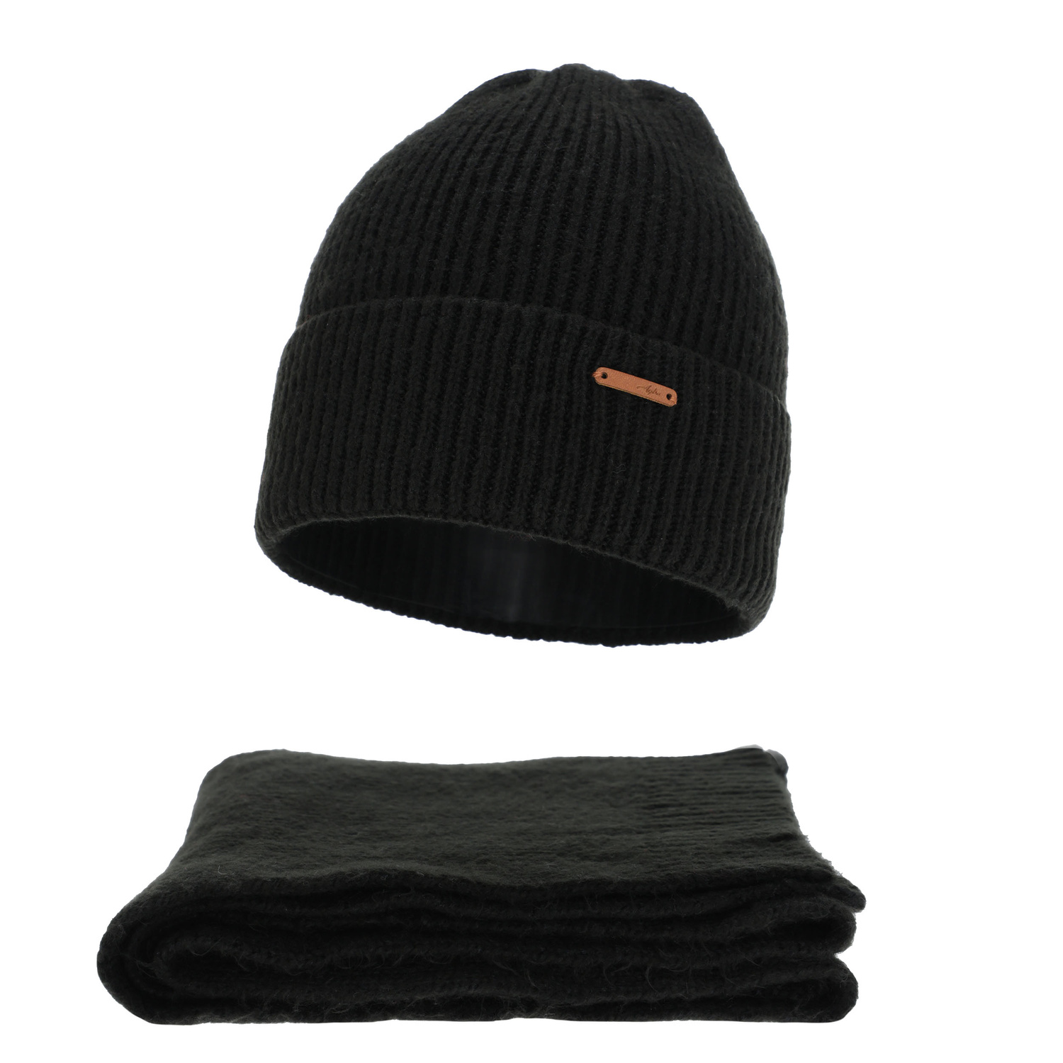 Komplet zimní dámský: čiapka a šála, béžový, s merino vlnou, Seala