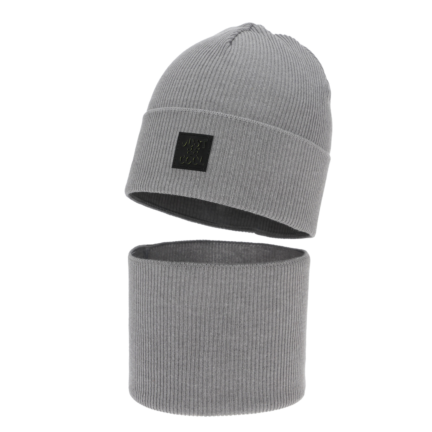 Komplet podzimní, jarní chlapecký: čiapka a tunel, s bavlnou, svetlošedý, Jonas