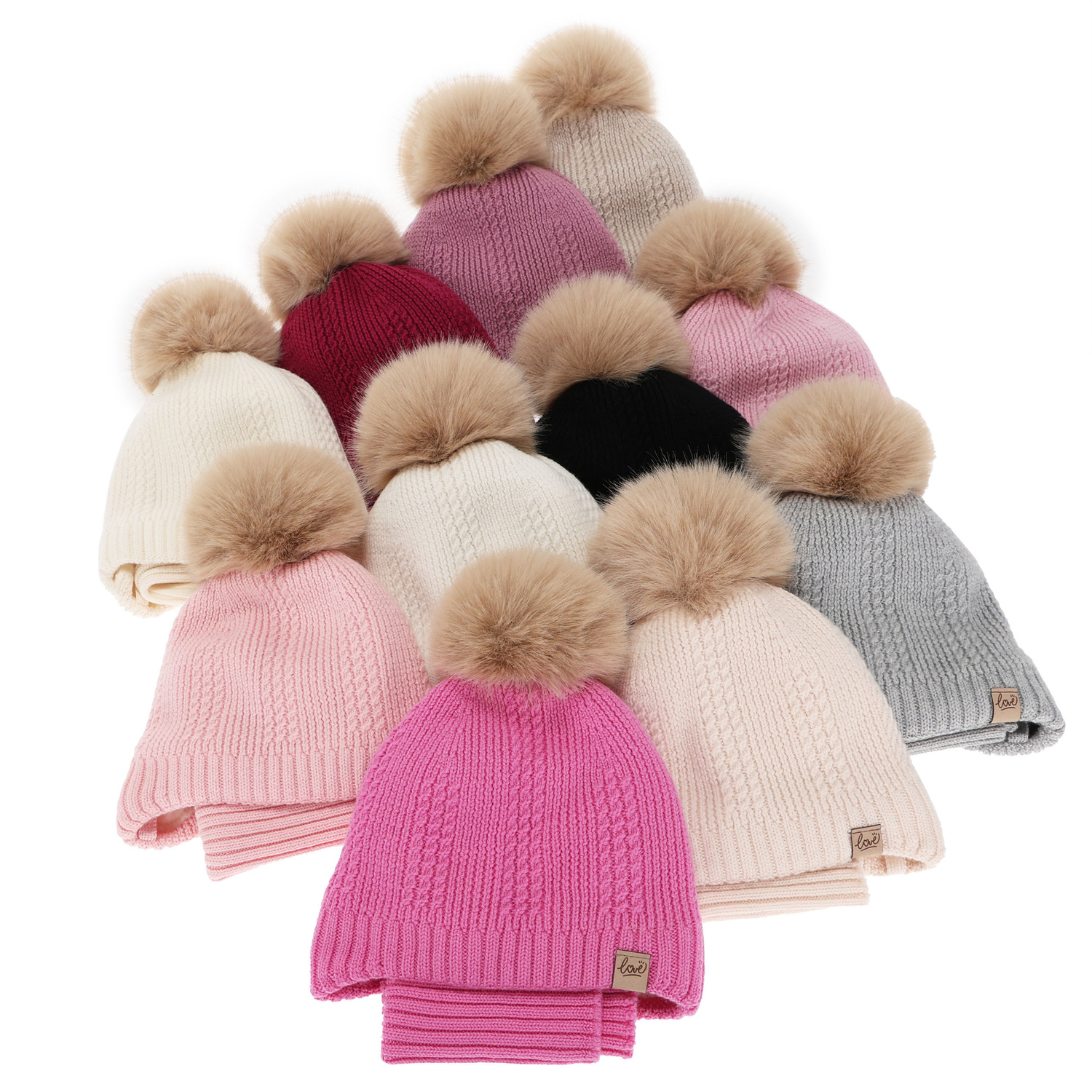 Čiapka a tunel pre dievča zimný komplet, krémový, 100% merino vlnený, podšitý vlneným fleecom, zaväzovací Danielle