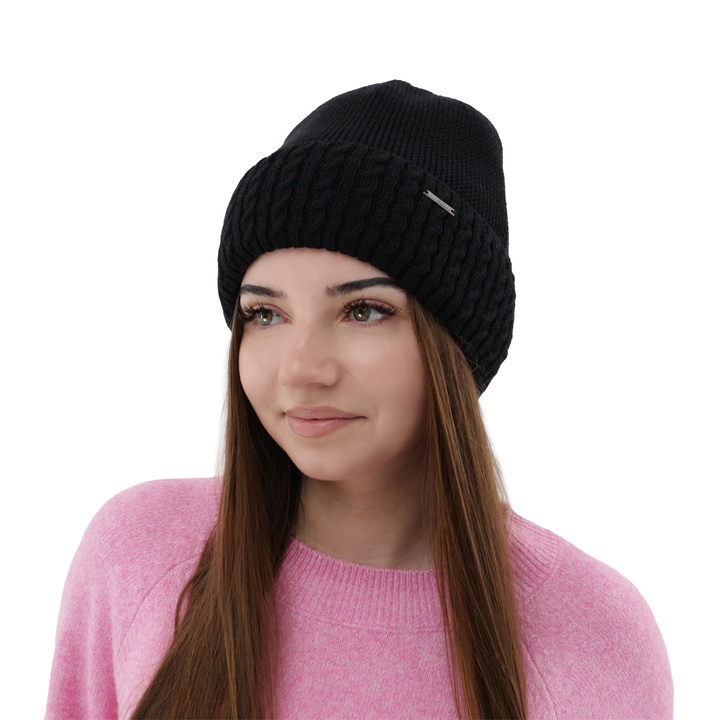 Dámska zimná čiapka černá merino vlnená Febe