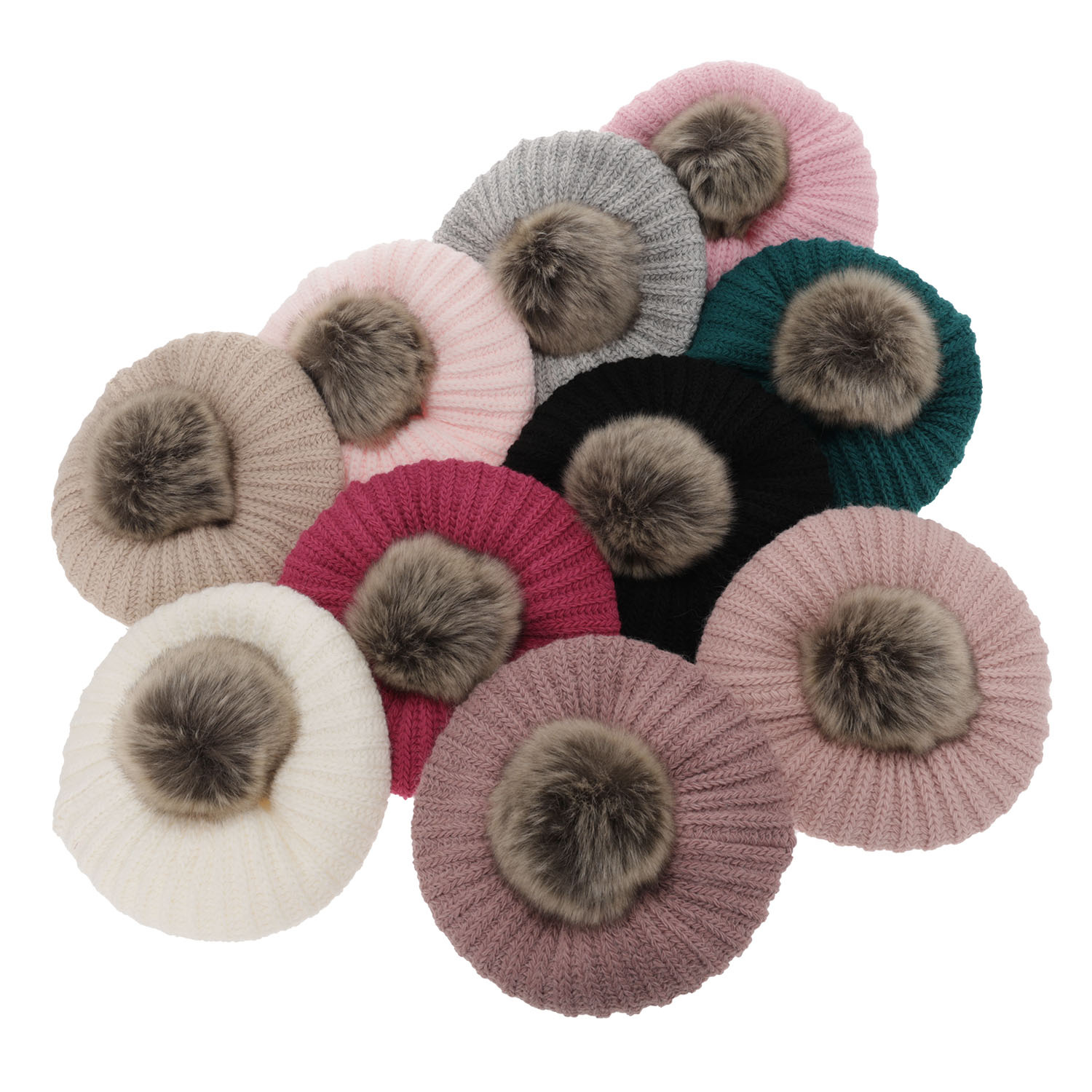 Dievčenský zimný set: čiapka a tunel růžový s bambulou Polinezja