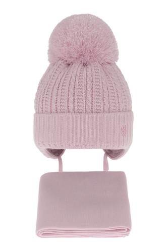 Set de iarnă pentru fete: căciulă și fular fialový cu pompon Marisa