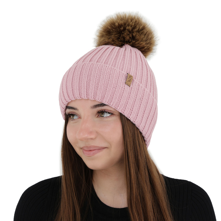 Dámská zimní čiapka, camel, s merino vlnou, Zamira