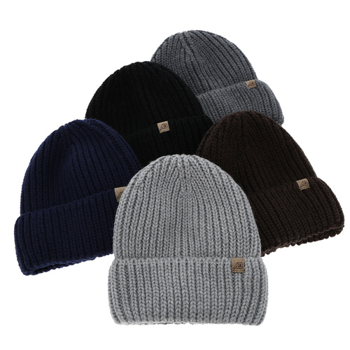  Pánská zimní čepice šedá 100% extra fine merino vlněná Berno