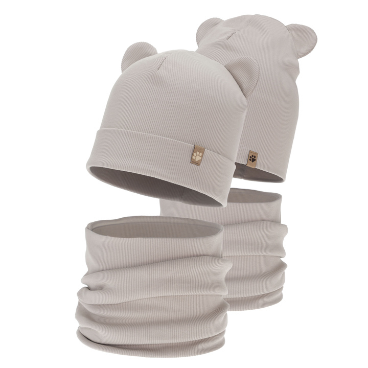 Komplet podzimní, jarní chlapecký: čiapka a tunel, béžový, Farim