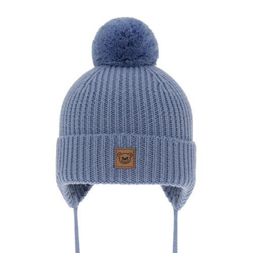 Chlapecká zimná čiapka modrá 100% extra jemná merino vlnená, podšitá vlneným flísom Tacco