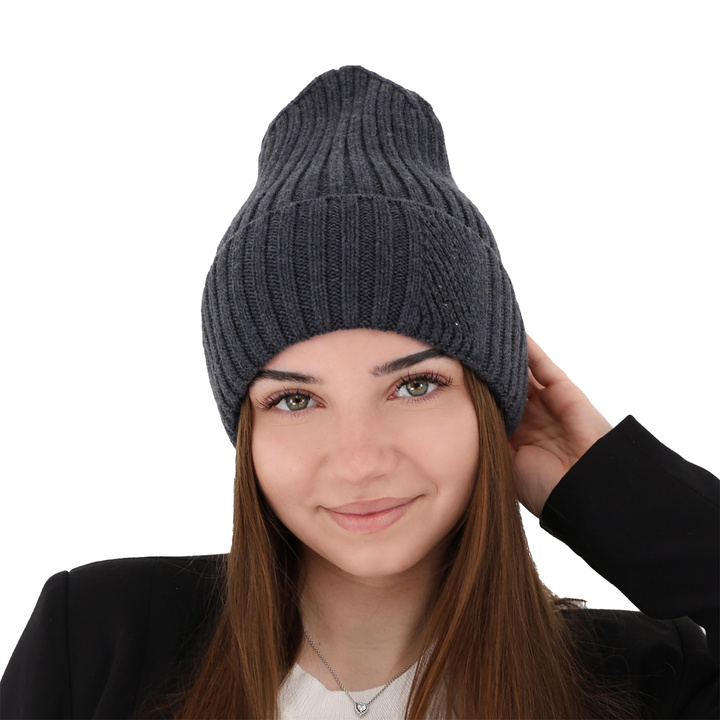Dámská zimní čepice béžová 100% extra fine merino vlněná Ariga