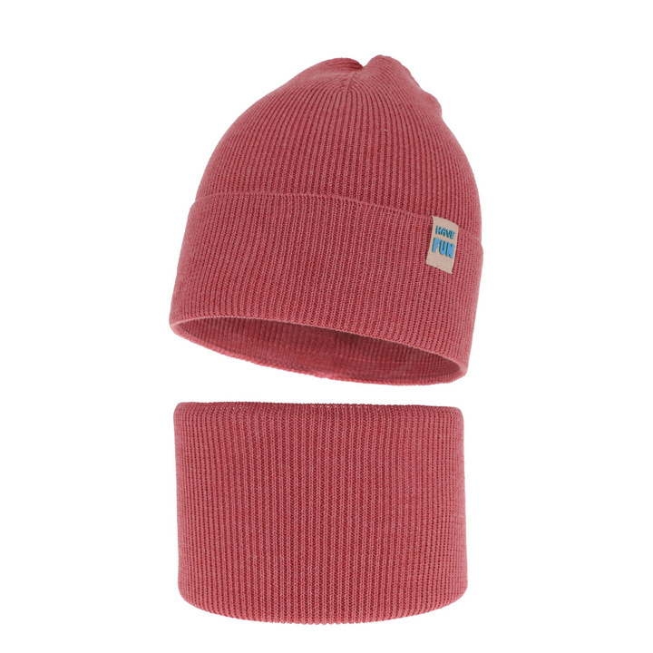 Jesenný/jarný chlapčenský set: čiapka a tunel, s bavlnou, červený Ottavio