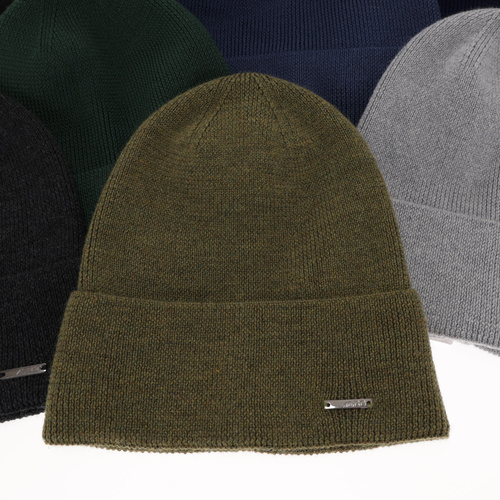 Pánska jarná- zimná čiapka modrá 100% extra fine merino vlněná Memfis