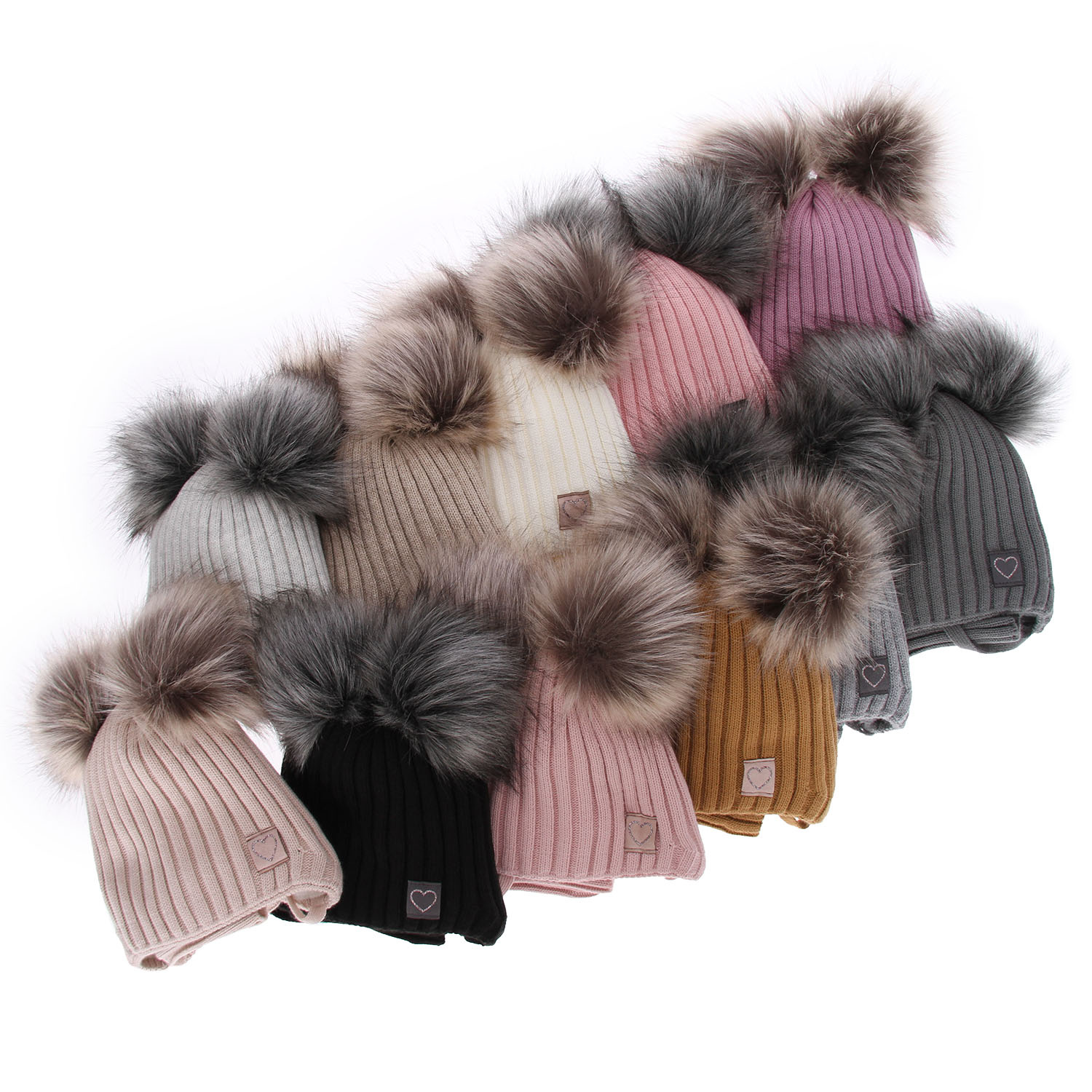 Zimná dievčenská súprava: čiapka a ťaví tunel s dvoma bambuľkami Telisa