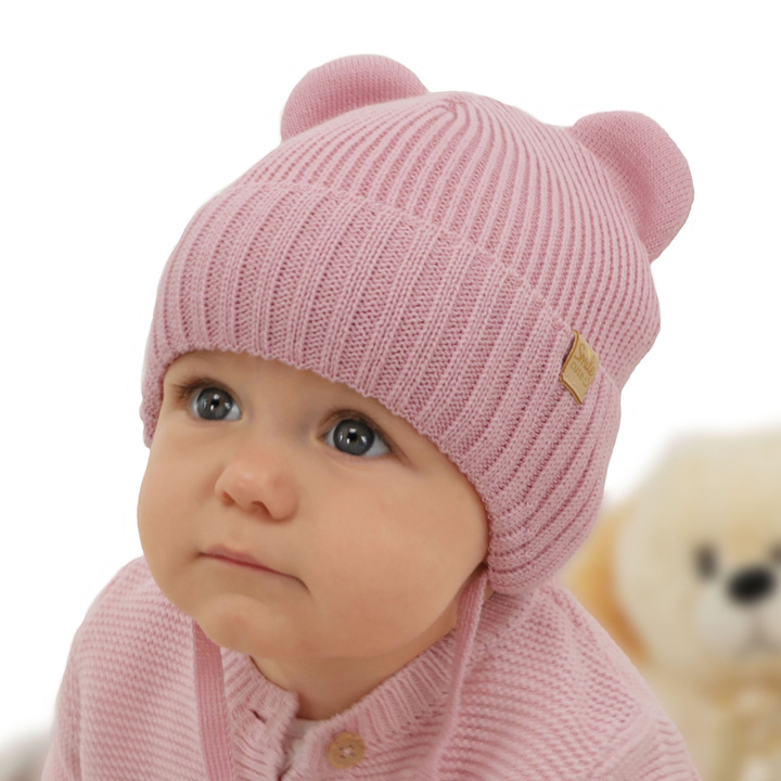 Dievčenská zimná čiapka s merino vlnou růžová Shira