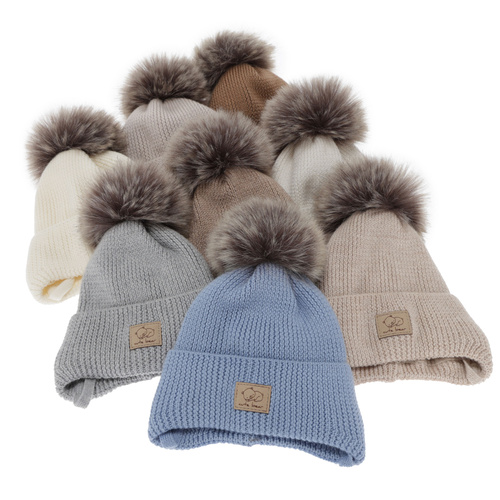 Chlapecká zimní čiapka, biela, zaväzovacia, 100 % merino vlnená, Jergen