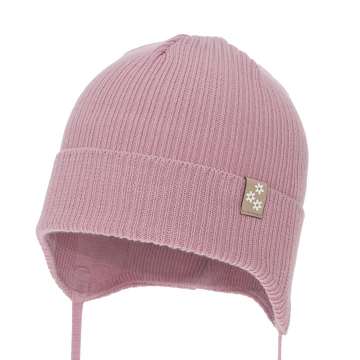 Dívčí podzimní/jarní čiapka, vresová, zaväzovacia, 100% bavlnená, Lunara