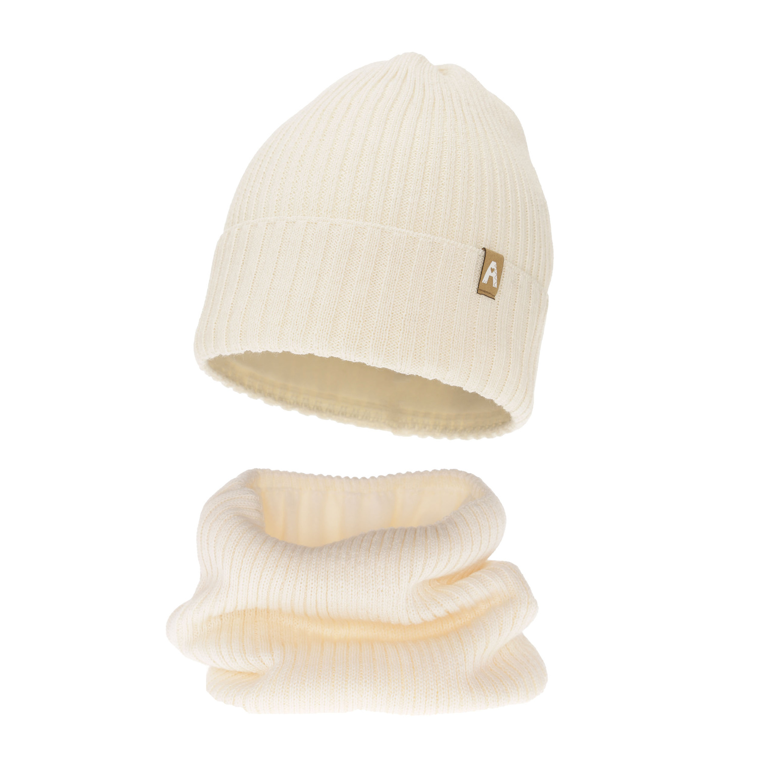 Komplet zimnej dívčej: čiapka a tunel krémový merino vlna Peggy