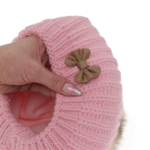 Dievčenský zimný set: čiapka a tunel růžový s bambulou Polinezja