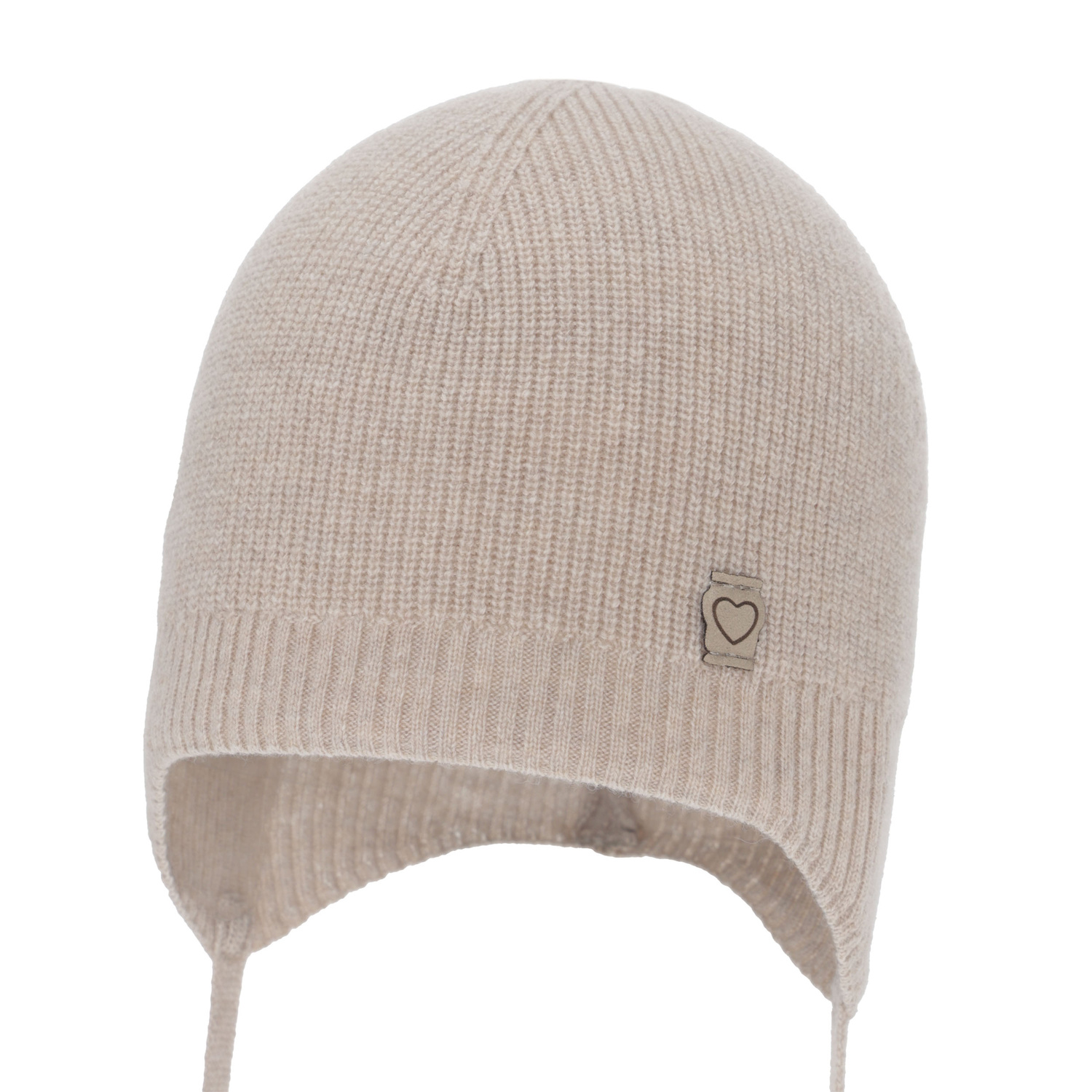 Dívčí podzimní/jarní čiapka, béžová, merino vlna s kašmírom, zaväzovacia, Orida