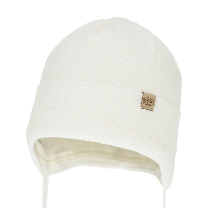 Dívčí podzimní/jarní čiapka, krémová, zaväzovacia, Froya