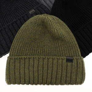 Pánská zimní čepice tmavě modrá 100% extrafine merino vlněná bez švov Bruner