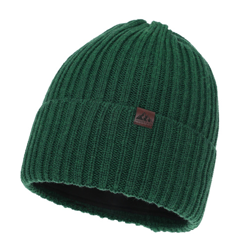 Pánská zimní čiapka, zelená, s merino vlnou, Huno