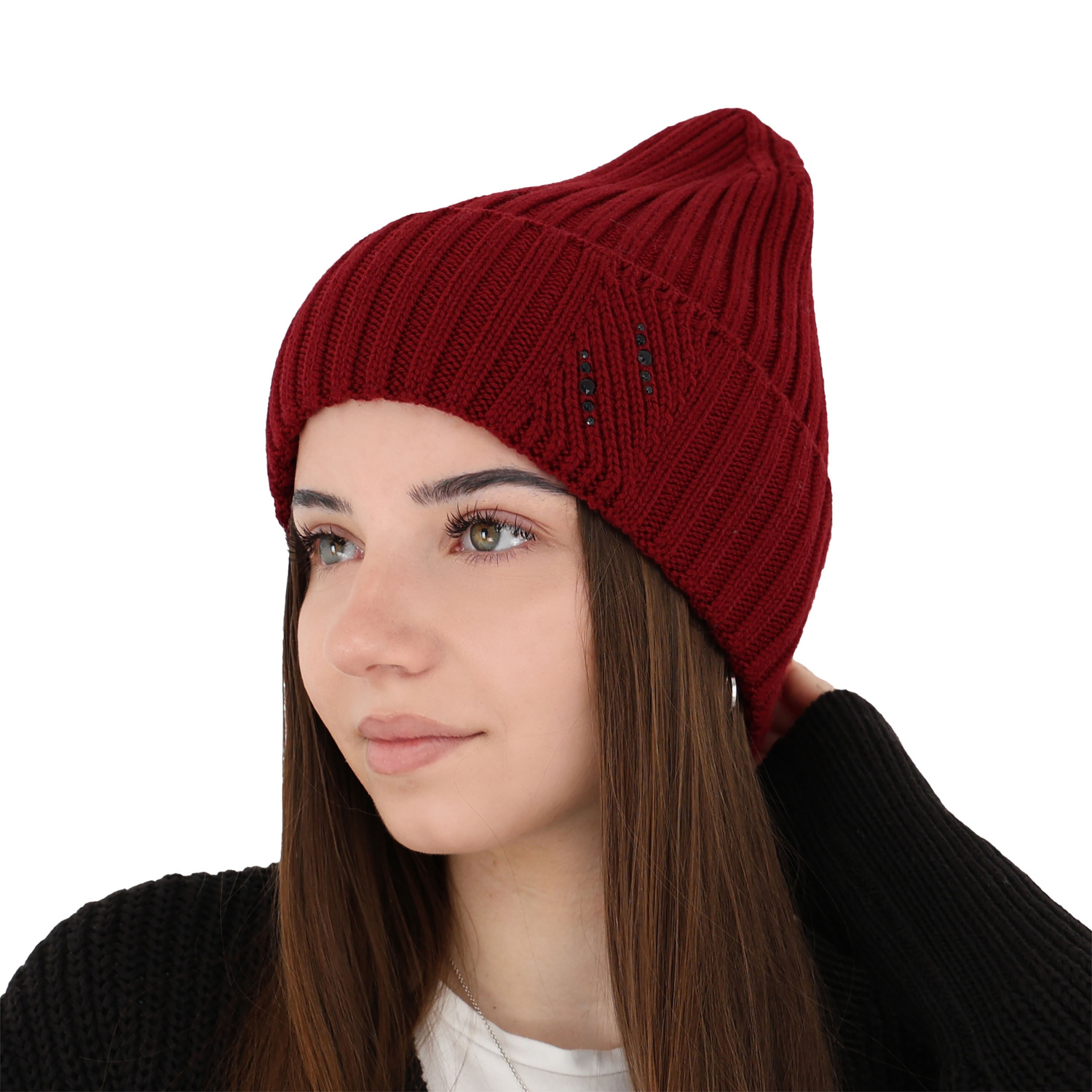 Dámská zimní čepice hnědá 100% extra fine merino vlněná Ariga