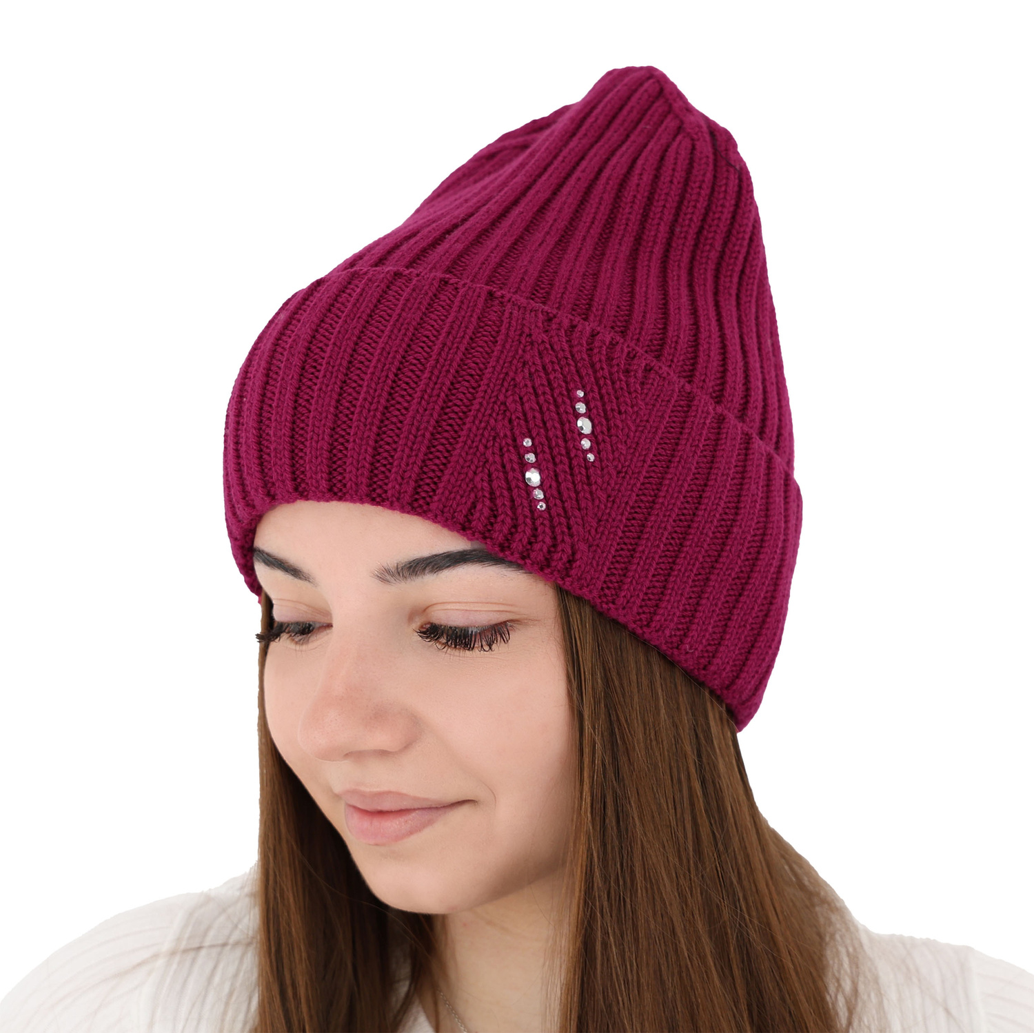 Dámská zimní čepice růžová 100% extra fine merino vlněná Ariga