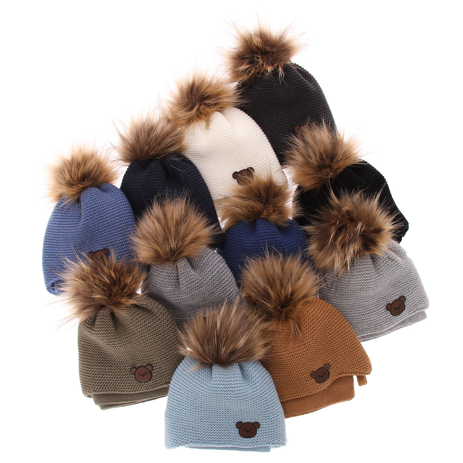 Zimná súprava pre chlapcov: čiapka a šál svetlomodrá s bambulou Banksi