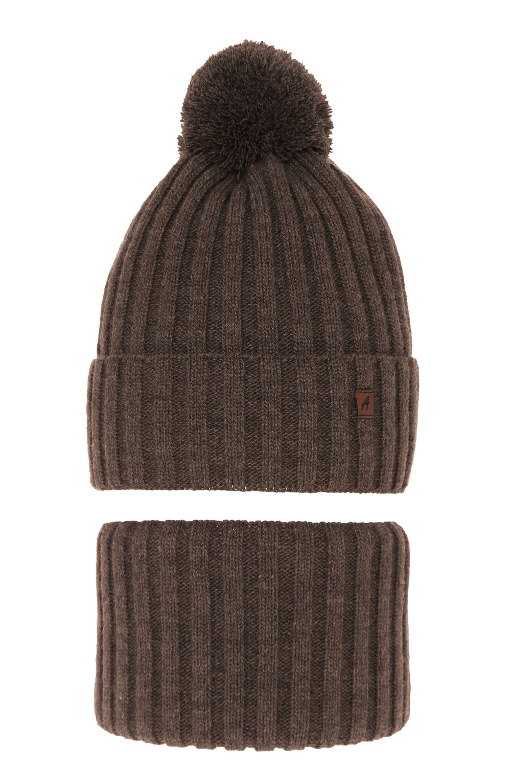 Zimný set pre chlapcov: čiapka a tunel hnedý s bambulou Wiliam