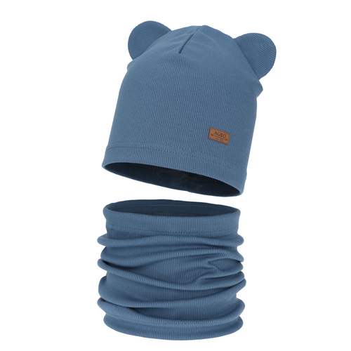 Čiapka a tunel pre chlapca, jesenný/jarný komplet, modrý Gregory