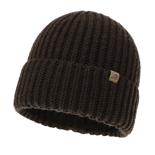  Pánská zimní čepice hnědá 100% extra fine merino vlněná Berno