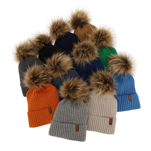 Komplet zimný chlapčenský: čiapka a tunel tmavě modrý s bambuľou Onyks