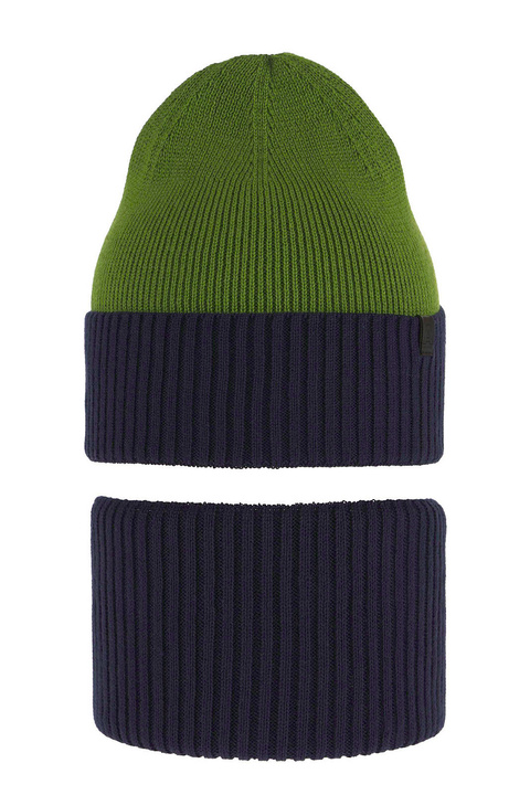 Jesenný/jarný chlapčenský set: čiapka a tunel, s bavlnou, tmavomodrý Tauros