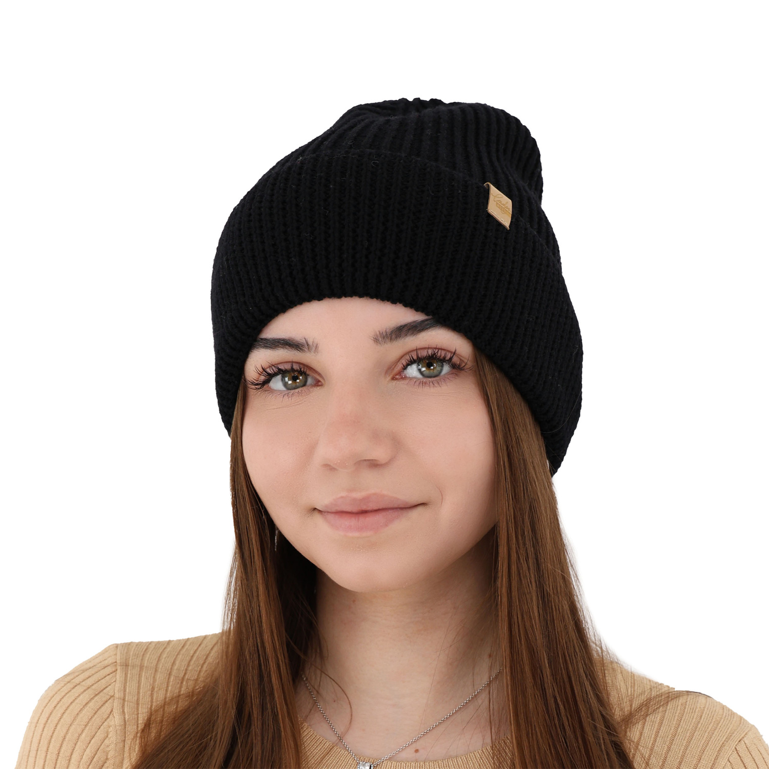 Dámská zimní čiapka, camel, 100 % merino vlnená, Isla