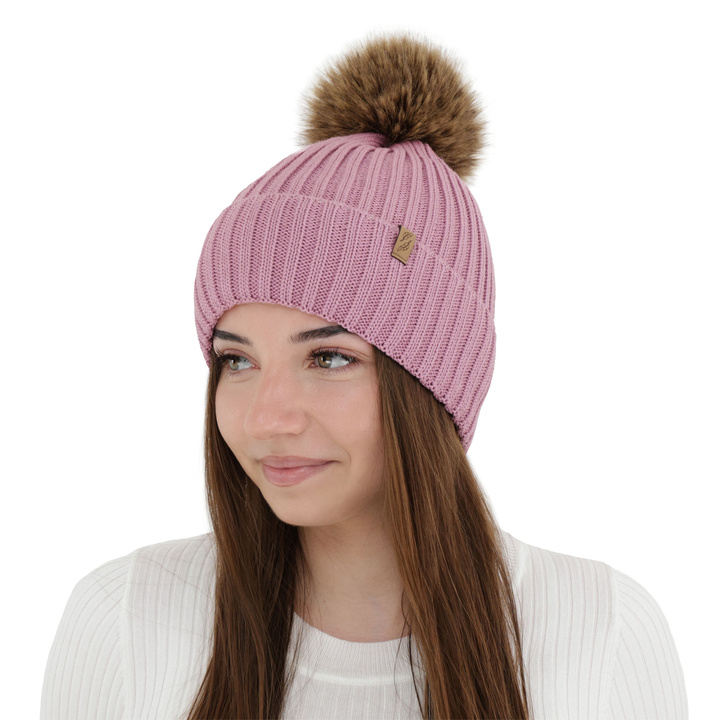 Dámská zimní čiapka, fialová, s merino vlnou, Zamira