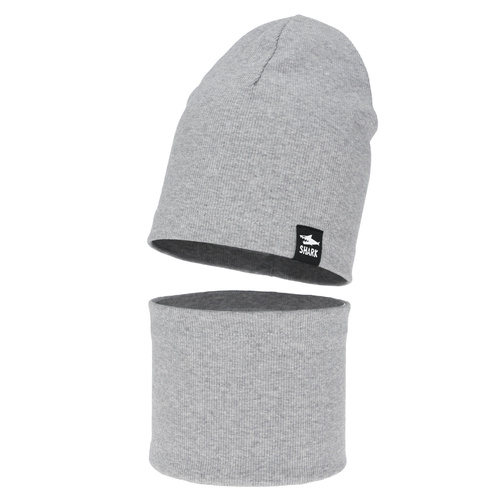 Jesenný, jarný chlapčenský set: čiapka a tunel šedý Rumel