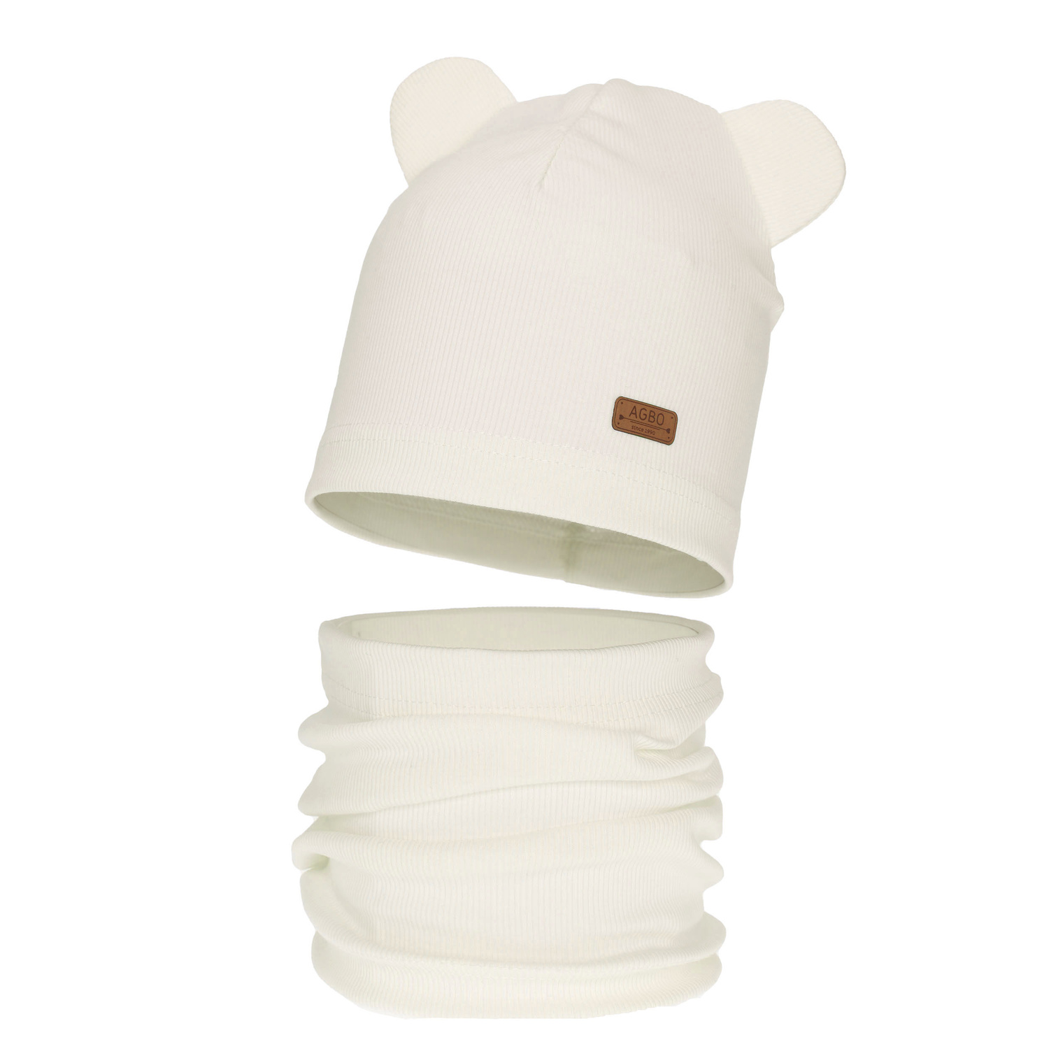 Komplet podzimní, jarní dívčí: čiapka a tunel, bavlnený, krémový Georgea