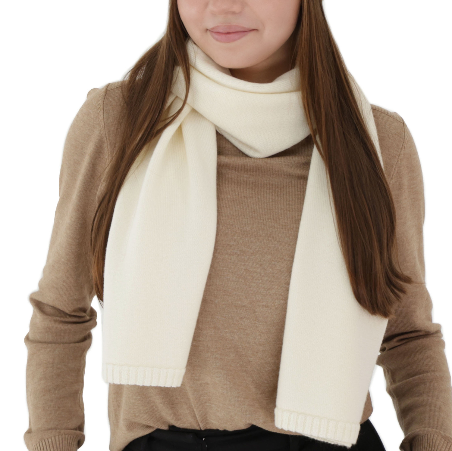 Šála zimní dámská, krémová, 100 % merino vlnená, Elonia