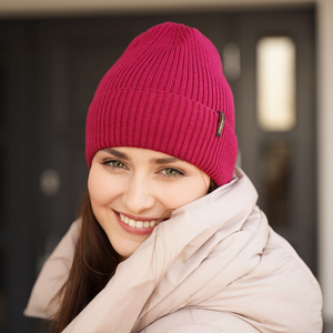 Dámská zimní čepice šedá 100% extra fine merino vlněná Megan