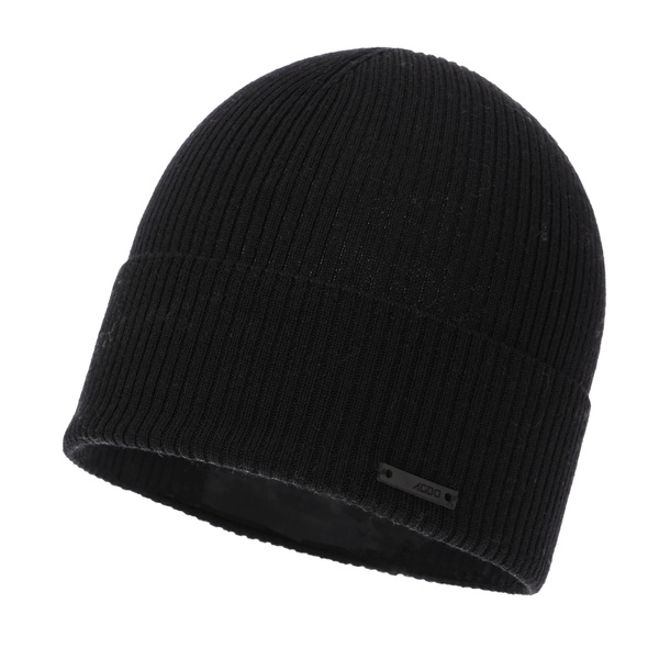 Pánska jarná, jesenná čiapka černá 100% merino vlněná Fleur