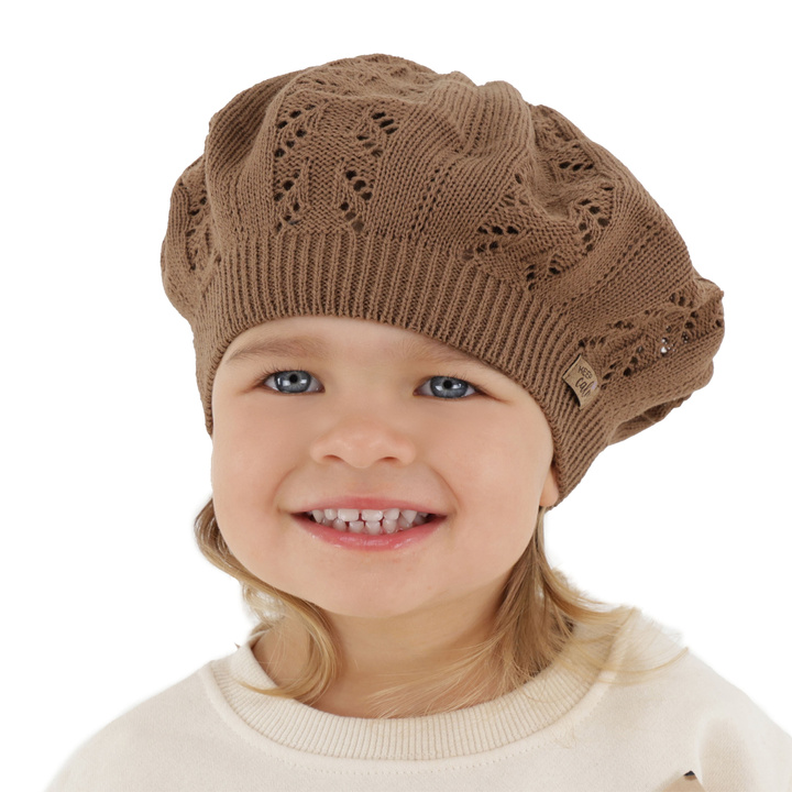 Beret pre dievča podzimí, jar, hnedý, Kevira