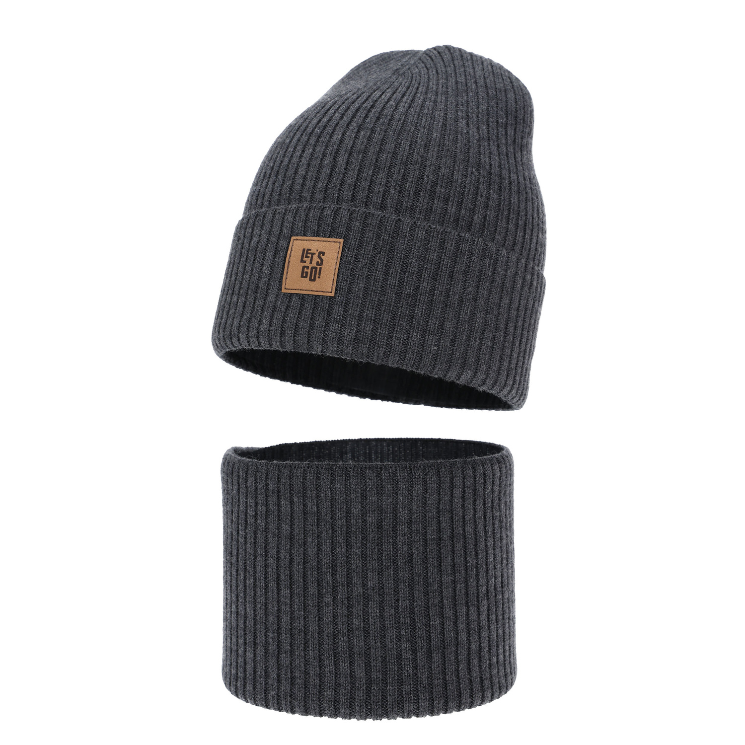 Chlapčenská čiapka a komín, jesenný/, jarný set šedý 100% vlna merino Vanto