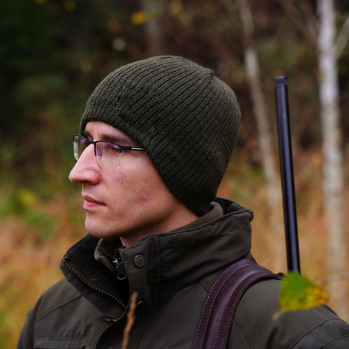 Pánska zimná čiapka modrá merino vlnená Bird