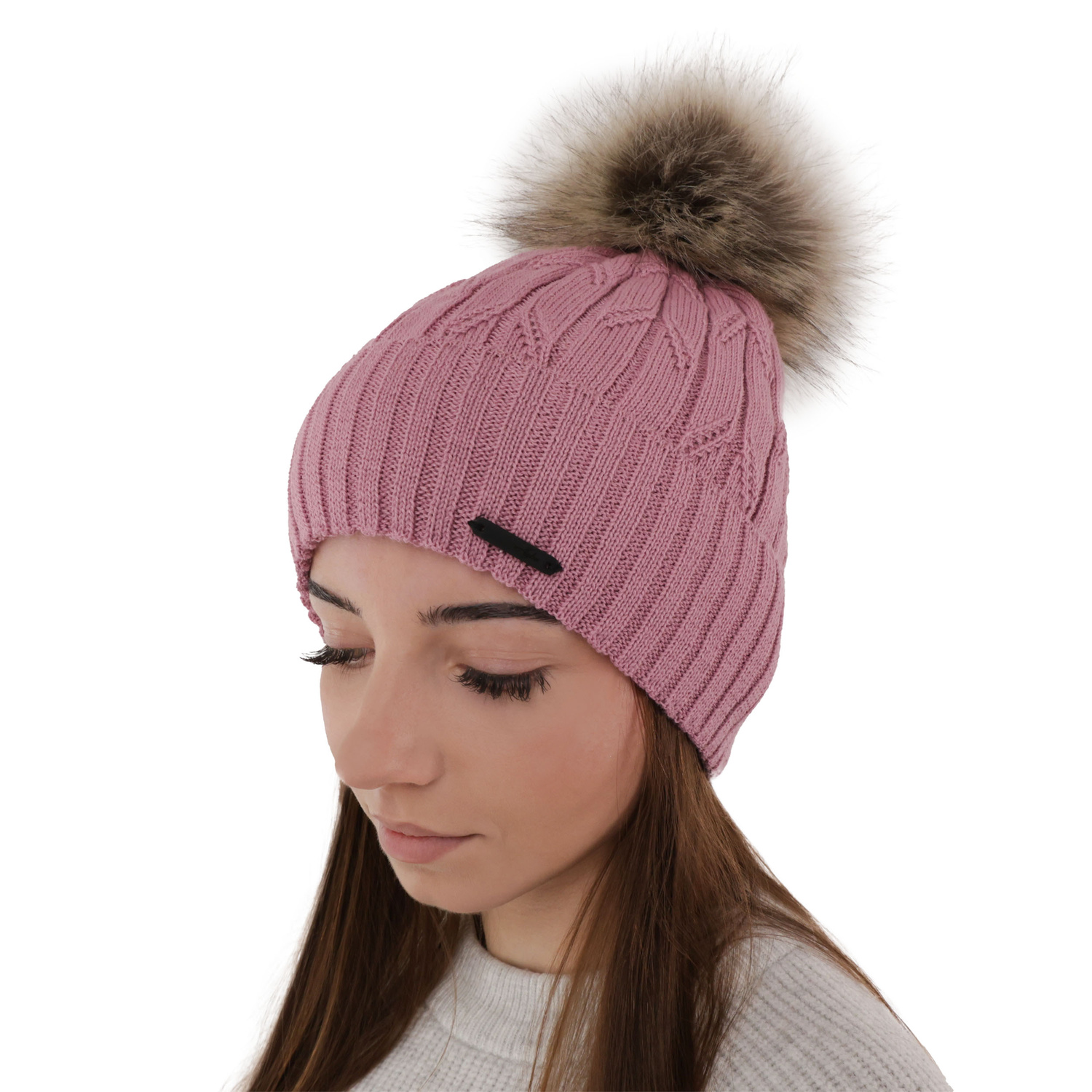Dámska zimná čiapka růžová merino vlnená Talaria