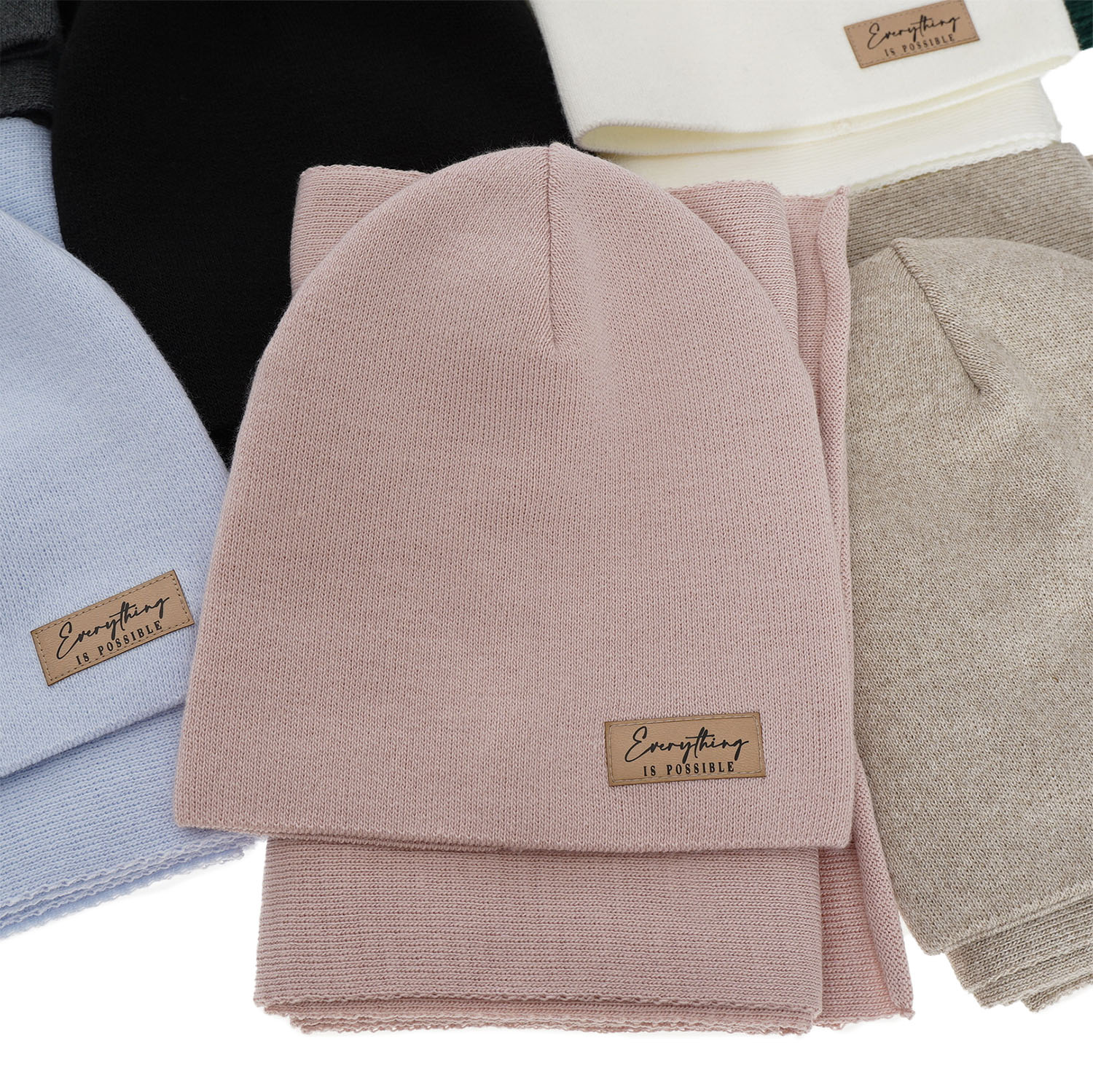 Dámska podzimní/jarní súprava: čiapka a šál sivá Zula