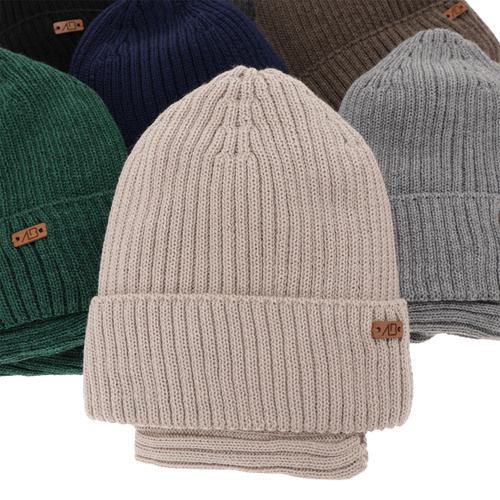 Komplet zimný chlapčenský: čiapka a šál tmavě modrý merino vlna Palermo