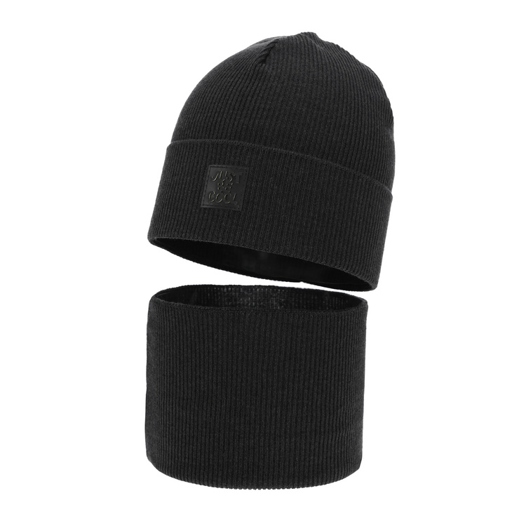 Komplet podzimní, jarní chlapecký: čiapka a tunel, s bavlnou, béžový, Jonas